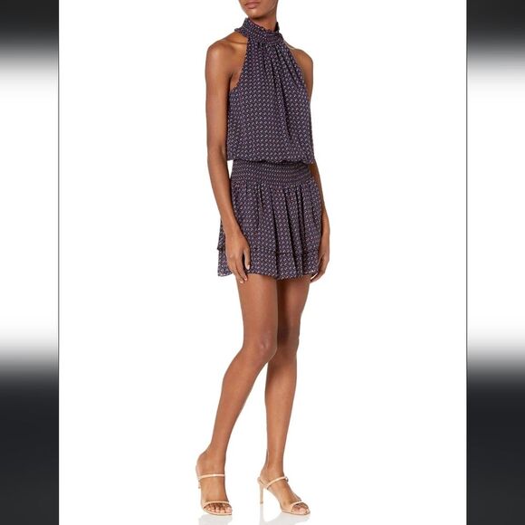 Ramy Brook 100% Silk Printed Eloise Mini Dress Triangle Geo Purple S Small - Picture 1 of 6